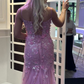 Beautiful Pink Spaghetti Straps Tulle Lace Appliques Mermaid Evening Dress Long Prom Dress Y7851