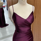 V Neck Lace-Up Back Pleated Long Prom Dress with Slit Y6793