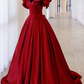 Red Ball Gown with Bell Sleeves and Lace UP Back Y6067