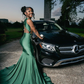 Amazing Long Dark Green Mermaid Sleeveless Beading Prom Dress With Lace Y4233