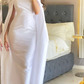 Elegant White Midi-length Prom Dress,White Party Dress  Y4667