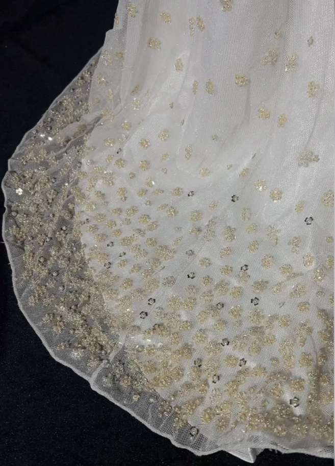 Elegant Spaghetti Straps White Tulle Beaded Mermaid Evening Dress Long 17th Birthday Outfits SP1783