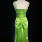 Pretty Green One Shoulder Satin Beaded Mermaid Evening Dress Long Wedding Guest Dress SP1972