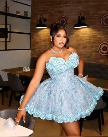 Elegant Strapless 3D Floral Satin Print Floral A Line Short Homecoming Dress,Blue Mini 16th Birthday Outfits SP3263