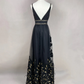 Gorgeous Black Tulle Gold Silk Feathers A Line Prom Dress Formal Evening Dress Y8652