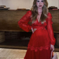 Red Long Sleeves A-line Prom Dress,Red Evening Dress Y6141