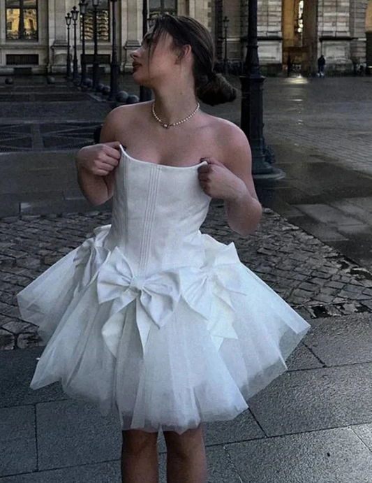 Trendy White Strapless A-Line Short Homecoming Dress 18th Birthday Outfits Y9200