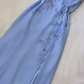 Blue Halter A Line Long Prom Dress Chic Beeaded Formal Party Dress Evening Gown Y7562