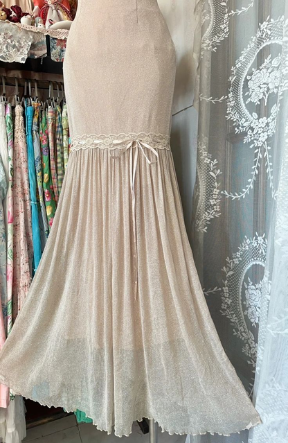 Vintage Champagne Mermaid Chiffon Evening Dress Party Gown Y8787