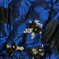 Retro Strapless Blue Satin Pleated Appliques Long Party Dress Prom Dresses SP1376
