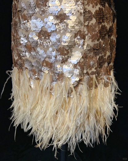 Gorgeous Strapless Champagne Gold Sequin Sheath Short Graduation Homecoming Dress,Short Prom Gown SP2894