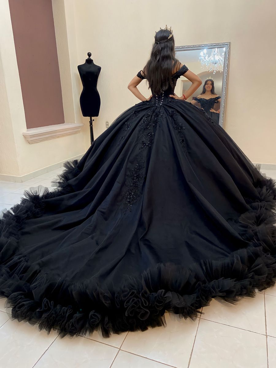 Ball Gown Black Quinceanera Dress Off the Shoulder Wedding Dress Gothic,Y2414