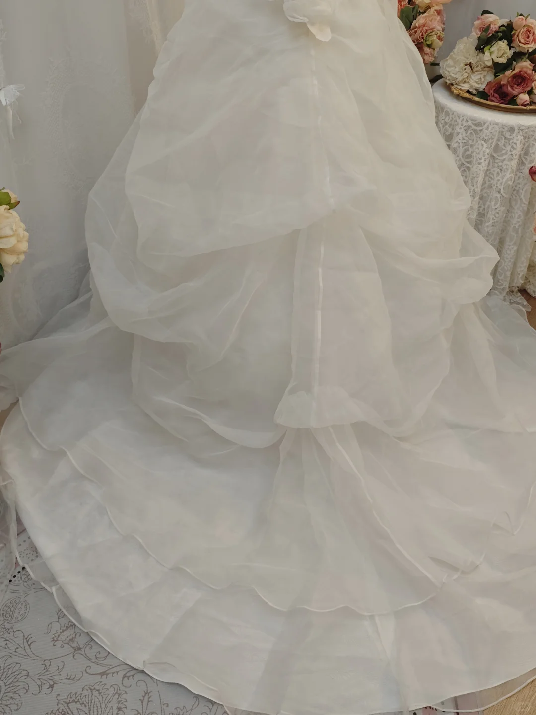 Pretty Ball Gown White Tulle Pleated Long Wedding Dress SP2258