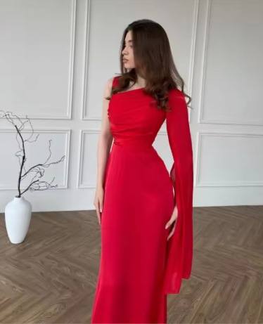 Classy Pink Satin Chiffon Mermaid Party Dress Formal Wedding Guest Dress SP765