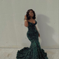 Sexy Mermaid Glitter Prom Dress Long Evening Gowns Dark Green Women Formal Dresses Y4329