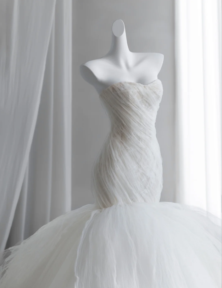 Fairy Strapless Bridal Dress Tulle Mermaid Long Wedding Dress SP1523