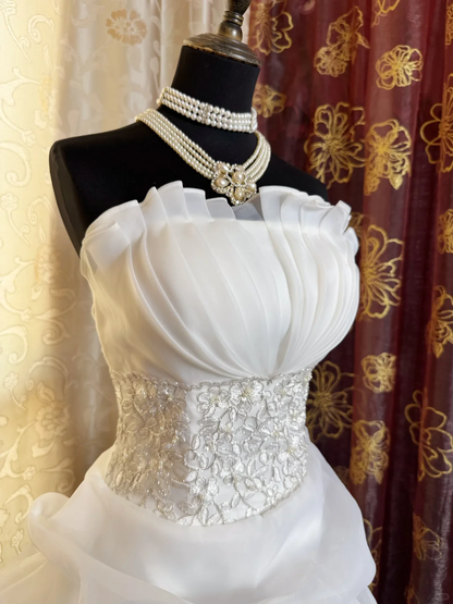 Classy White Strapless Pleated Short Homecoming Dress Formal 21st Birthday Outfits SP82