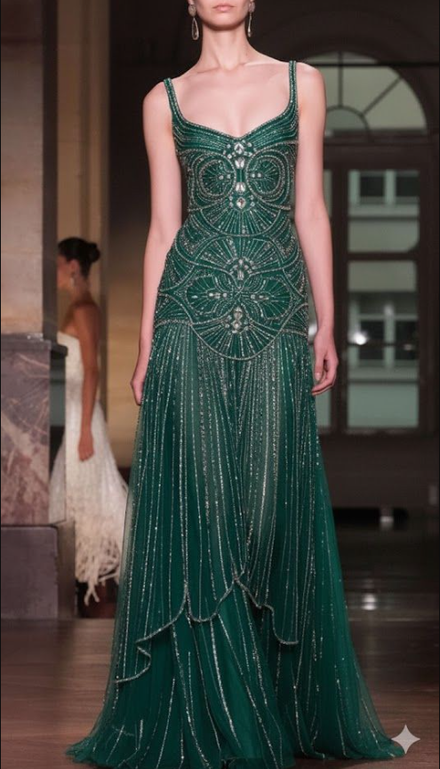 Luxurious Spaghetti Straps Champagne Tulle Beaded Mermaid Evening Dress Formal Prom Dress SP550