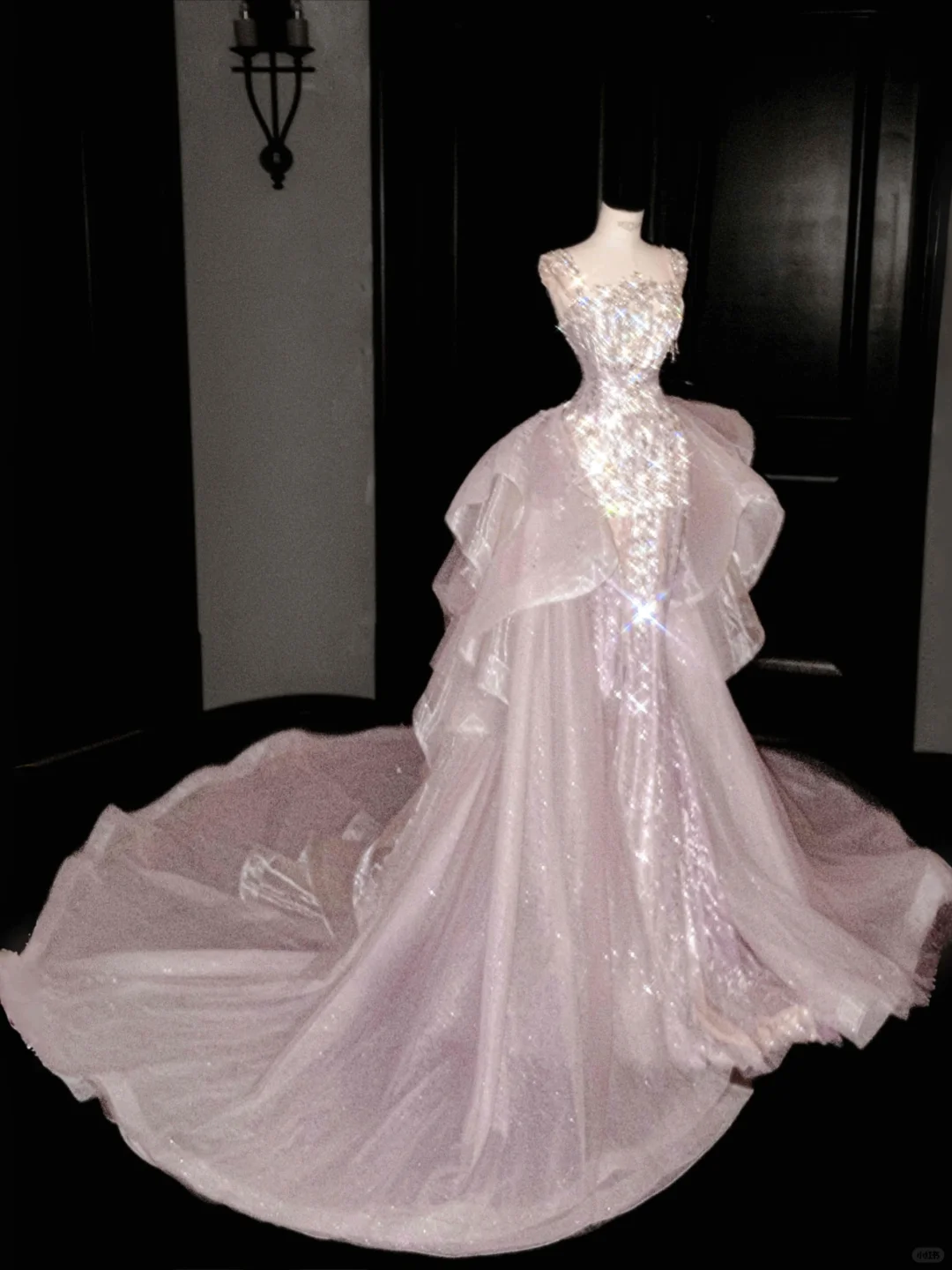Glamorous Lavender Tulle Beaded Mermaid Prom Dress,Formal Evening Dress Y8669