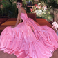 Pink Leg Split Prom Dress,Women Sexy Elegant Party Dresses Y3025