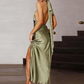 Sexy Olive Green Backless Evening Dress,Olive Green Gala Dress Y7400