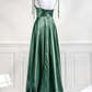 Satin Bow Tie Straps A-line Cowl Neck Long Prom Dress Y4312