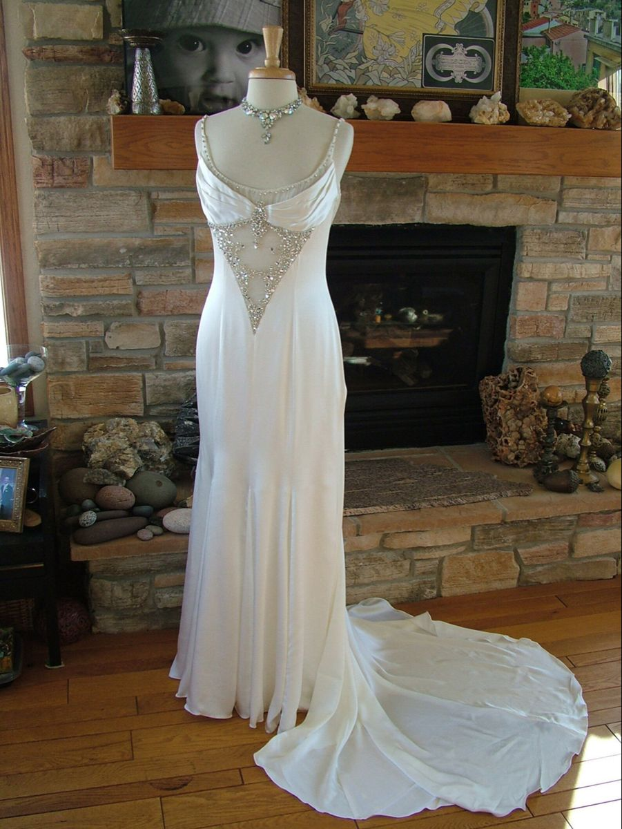Sparkle White Gem Long Wedding Dress,Wedding Guest Dress Y4399