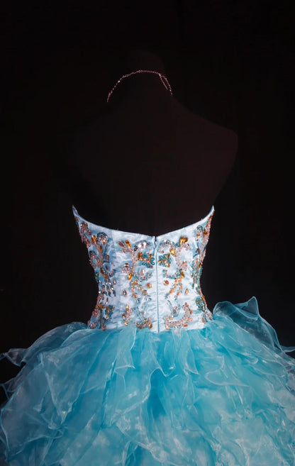 Pretty Sweetheart Neck Satin Tulle Beaded Short Birthday Outfits,Light Blue A Line Short Homecoming Dress SP2833