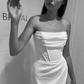 Classy White Strapless Slit Mermaid Evening Dress Long Prom Dress Y8417