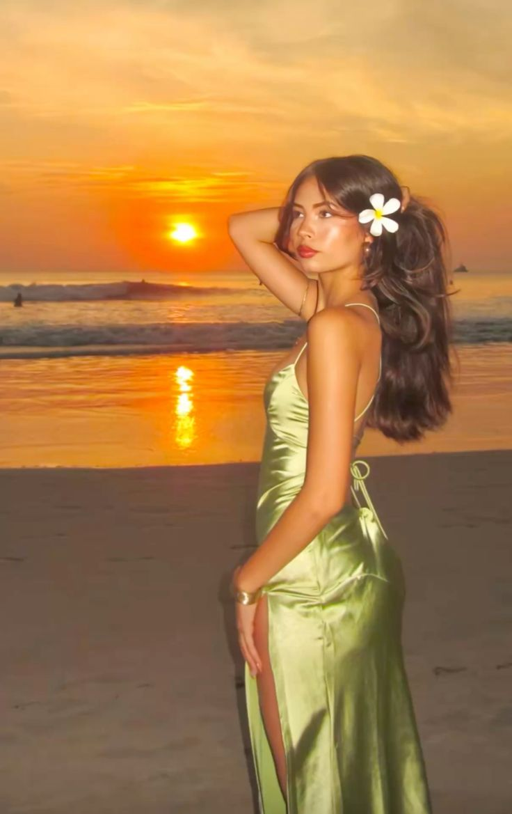 Simple Green Slit Satin Long Party Prom Dress, Formal Evening Gown Y8149