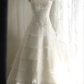 White One Shoulder Organza Beaded Sequin Layered Mermaid Wedding Dress Elegant Long Bridal Dress SP1242