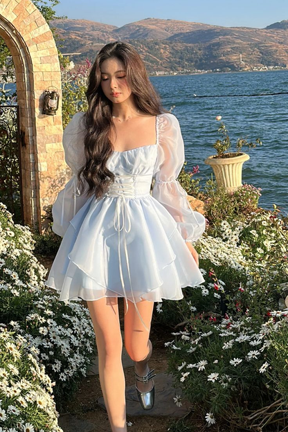 Blue A-line Princess Dress,Blue Long Sleeves Homecoming Dress,Blue Fai Simplepromdress Blue A-line Princess Dress,Blue Long Sleeves Homecoming Dress,Blue Fai Simplepromdress