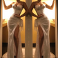 Sexy Spaghetti Straps Mermaid Slit Evening Dress,Glitter White Sequin Wedding Dresses, Long Prom Dress Y8013