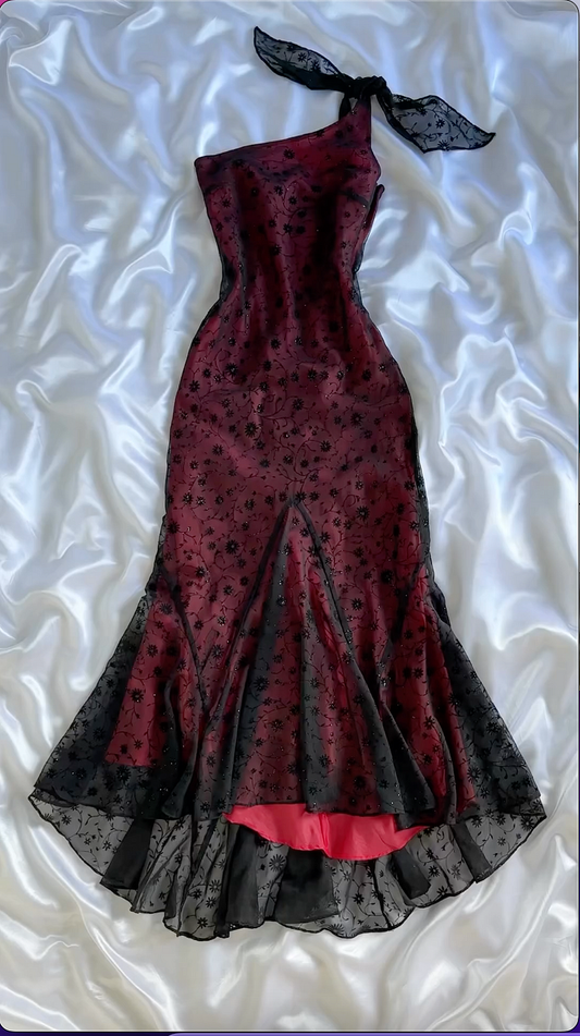 Elegant Burgundy One Shoulder Mermaid Evening Dress Formal Prom Dress Y8296