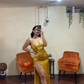 Yellow Spaghetti Straps Long Satin Sheath Evening Dress Y6010