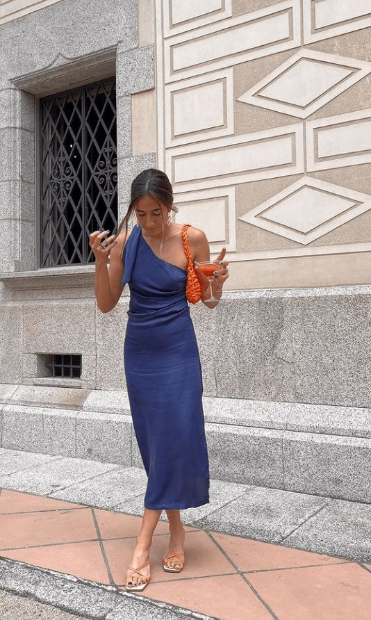 Women's Summer One Shoulder Long Formal Prom Dress Sleeveless Slim Fit For Wedding Guest  Y4753