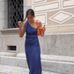 Women's Summer One Shoulder Long Formal Prom Dress Sleeveless Slim Fit For Wedding Guest  Y4753
