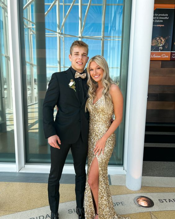gold prom dress and tux Prom Dress