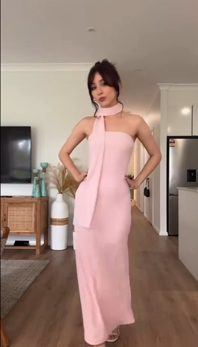 Pretty Pink Strapless Satin Mermaid Long Wedding Guest Dress Birthday Evening Dress With Scarf SP1106