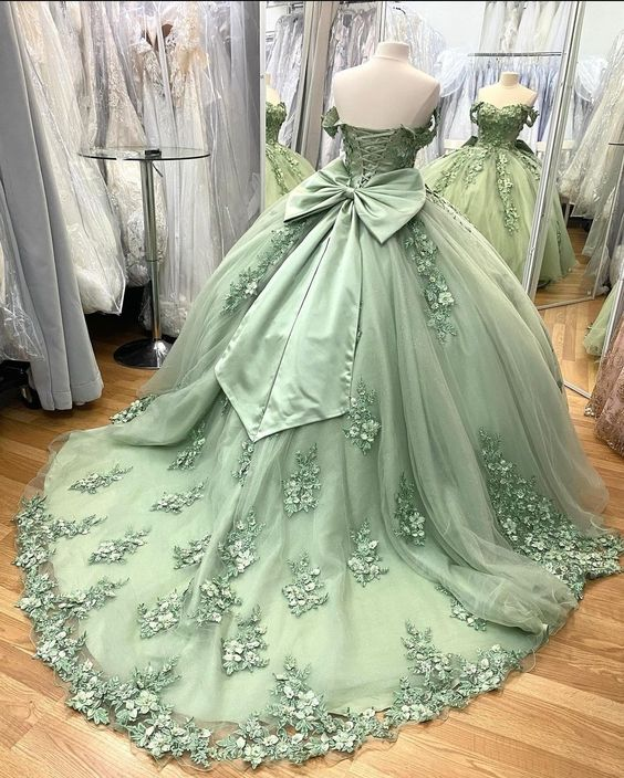 Bow Back Quinceanera Dresses Off Shoulder Ball Gown For 15th Birthday Party Y7248