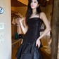 Fashion Spaghetti Straps Black Satin Ruffles Layered Mermaid Long Party Dress Formal Wedding Guest Dress SP1986