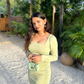 Cute Sage Green Short Homecoming Dress with Long Sleeves,Sexy Party Dress  Y1913