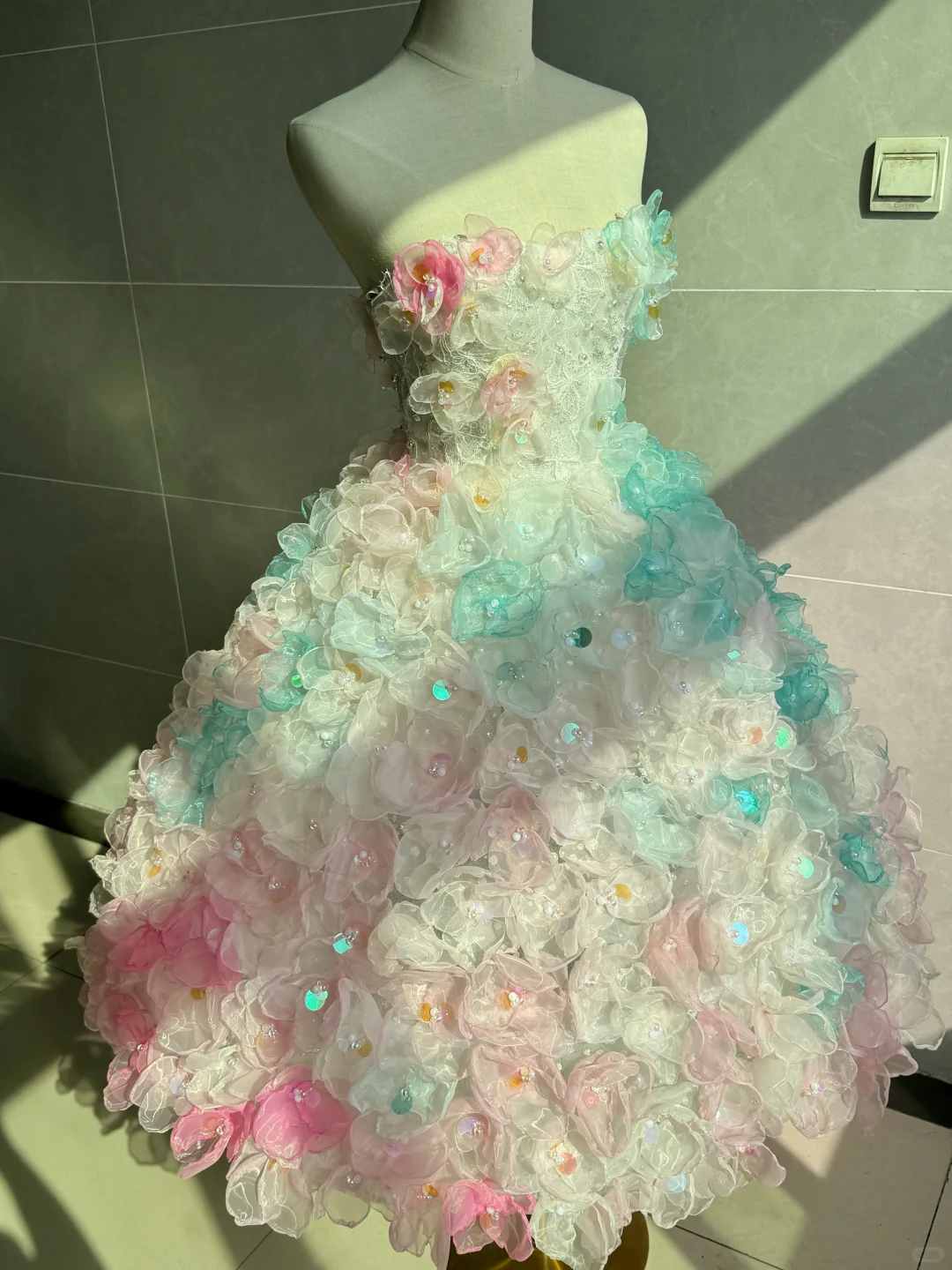 Charming Sweetheart Neck Colorful Tulle 3D Floral Ankle Length Party Dress Prom Dress SP4220