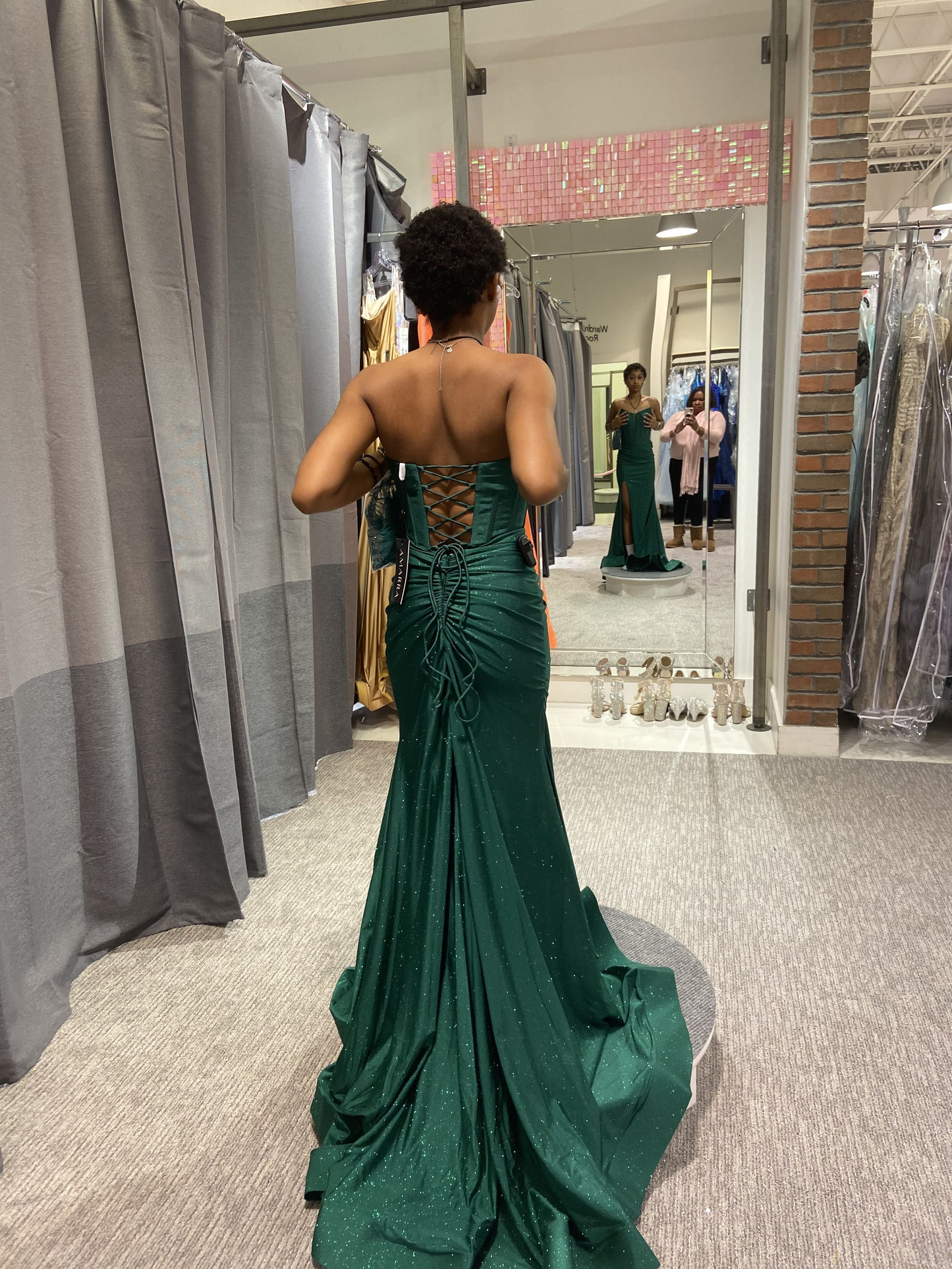 Green Mermaid Sleeveless Evening Dress with Slit Y5920