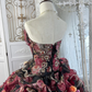 Vintage Strapless Ball Gown Chiffon Rose Floral Ruffle Princess Quinceanera Dress SP1771