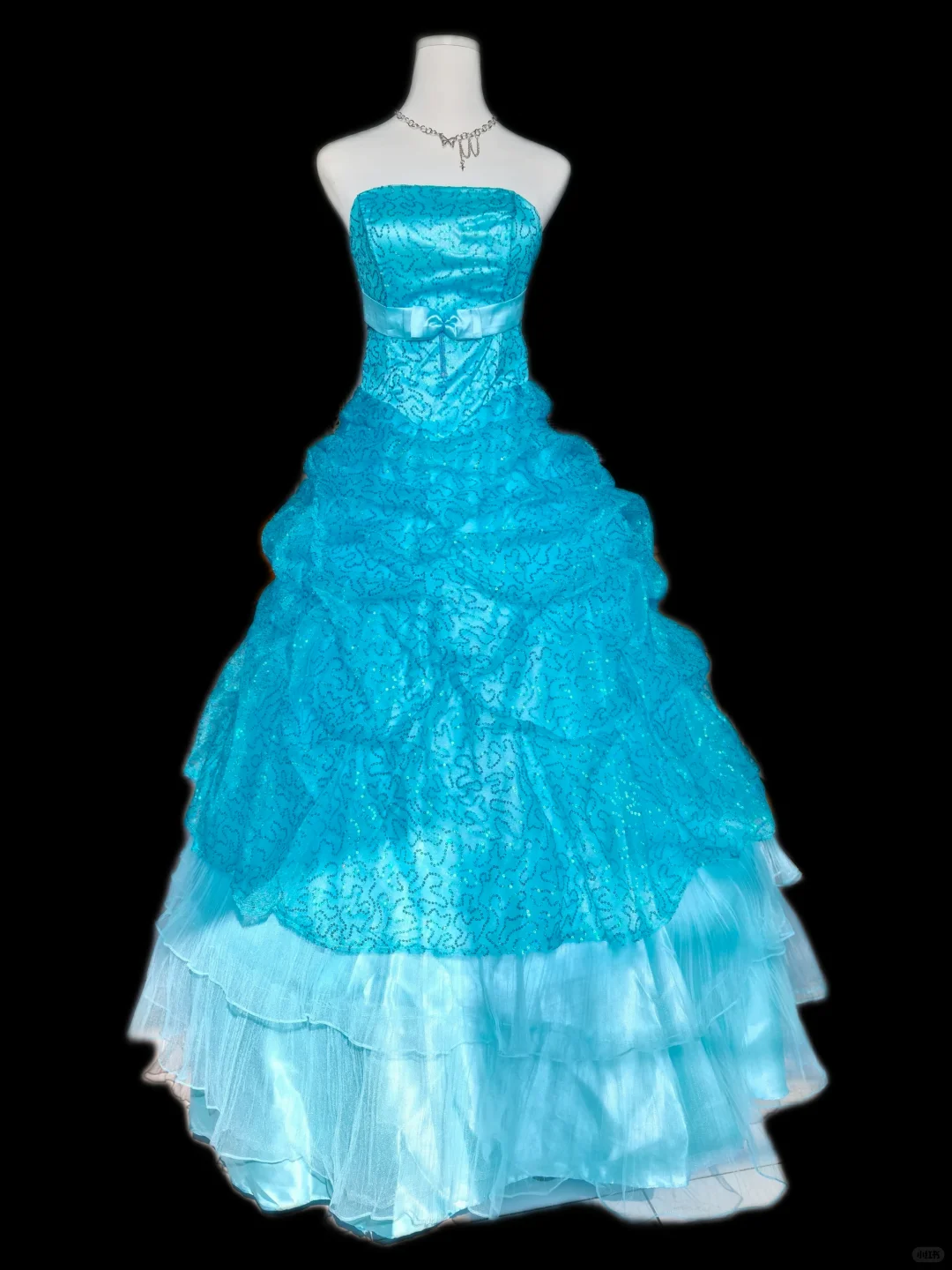 Pretty Strapless Tulle Sequin Ball Gown Long Birthday Prom Dress Party Dress SP2322