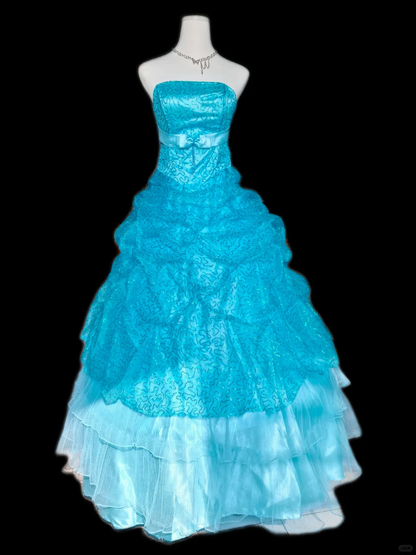 Pretty Strapless Tulle Sequin Ball Gown Long Birthday Prom Dress Party Dress SP2322