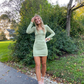 Cute Sage Green Short Homecoming Dress with Long Sleeves,Sexy Party Dress  Y1913