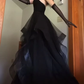 Black Layered Tulle Ruffle Prom Dresses for Women Y1135
