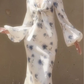Elegant V Neck Print Floral Long Mermaid Prom Dress Evening Dress Y7738